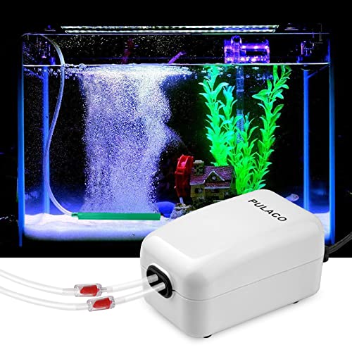 Dual Outlet Aquarium Air Pump, Quiet Oxygen Pump with Accessories for 10 to 100 Gallon