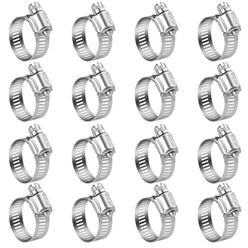Winlong Stainless Steel Hose Clamps - 16 Pack Worm Gear Drive Hose Clamps SAE 10 Clamping Range from 1/2 Inch to 1-1/16 Inch (13mm-26mm) for Automotive Plumbing, 1/2'', 3/4'', 1'' Clamps - size: SAE#10 (1/2" ~ 1-1/16") 16PK