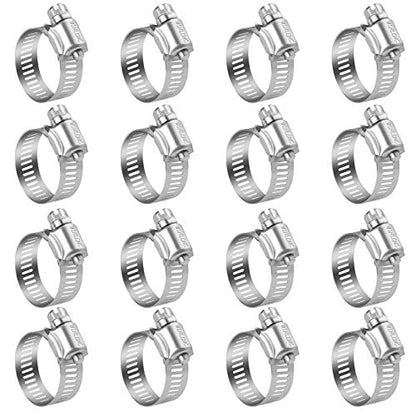 Winlong Stainless Steel Hose Clamps - 16 Pack Worm Gear Drive Hose Clamps SAE 10 Clamping Range from 1/2 Inch to 1-1/16 Inch (13mm-26mm) for Automotive Plumbing, 1/2'', 3/4'', 1'' Clamps - size: SAE#10 (1/2" ~ 1-1/16") 16PK