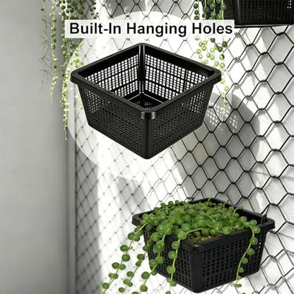12 Pack Square Aquatic Plant Planter Basket - 7 Inch (18cm) Mesh Pond Plant Pots, Plastic Slotted Design for Water Garden, Aquaponics & Hydroponics Outdoor Use - style: 7" Square-12 PCS