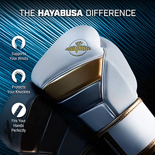 Hayabusa T3 Boxing Gloves - Sparring | Sparring Gloves, Muay Thai Gloves, Kickboxing Gloves, Heavy Bag Gloves, Boxing Gloves for Men and Women, Boxing Gloves - color: White/Gold, size: 10oz