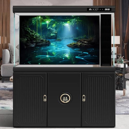 Fantasy Underwater Cave Aquarium Background Light Beam Crystal Clear Water Fish Tank Background Tropical Green Plants Undersea Cave Terrarium Backgrounds Misty Jungle Reptile Tank Backgrounds 24x16in - color: Black_Green, size: 24(W)x16(H)in
