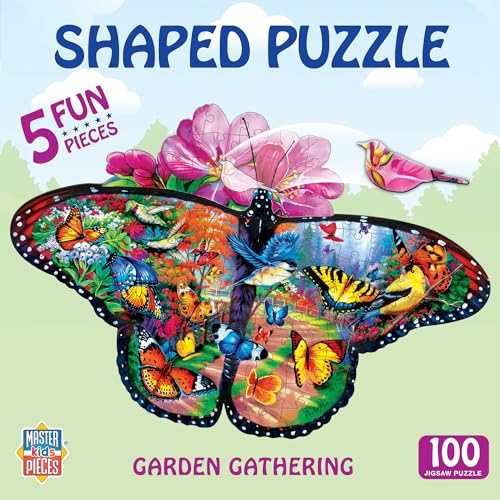 MasterPieces 100 Piece Shaped Jigsaw Puzzle for Kids - Garden Gathering - 14"x19" - style: Garden Gathering