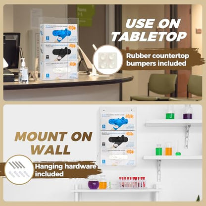 Storage Standard Triple Glove Box Holder Dispenser - Kitchen, Medical, & Latex Glove Holder Wall Mount or Countertop, Universal Fit - Thick Acrylic, Easy to Use, Slide, & Load Open Top Design - Clear - color: Clear - Triple