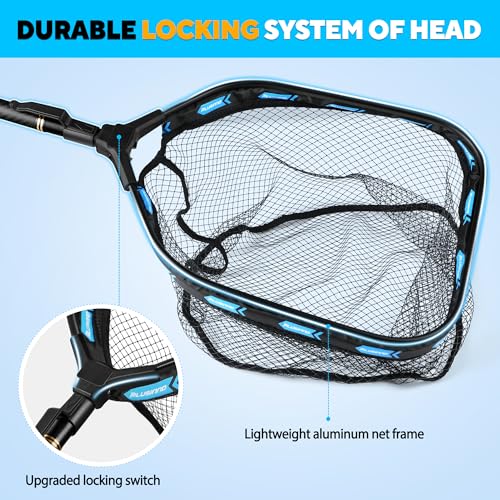 PLUSINNO Floating Fishing Net with Telescoping Handle, Carbon Fiber Ultralight Long Fish Net, Collapsible Landing Net 6.56/7.86Ft, Fishing Gear Kayak Accessories for Bass Trout Salmon - style: 6.56 Ft / 2.0m Full Length