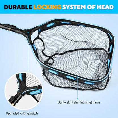 PLUSINNO Floating Fishing Net with Telescoping Handle, Carbon Fiber Ultralight Long Fish Net, Collapsible Landing Net 6.56/7.86Ft, Fishing Gear Kayak Accessories for Bass Trout Salmon - style: 6.56 Ft / 2.0m Full Length