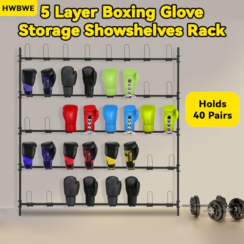 Boxing Gloves Drying Rack, Boxing Glove Storage Rack Wall Mount Dryer Holds 20 Pairs, Metal Boxing Gloves Holder for Gym, Home, Boxing Training Room