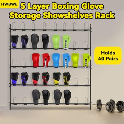 Boxing Gloves Drying Rack, Boxing Glove Storage Rack Wall Mount Dryer Holds 20 Pairs, Metal Boxing Gloves Holder for Gym, Home, Boxing Training Room