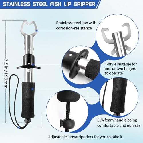 XBLACK Fishing Tool Kit Fishing Pliers Fish Gripper Fishing Scale Fish Grip Tools Set Saltwater Resistant Fishing Gear - color: 6 Piece Set - A