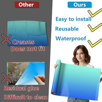 Aquarium Background - Static Cling Fish Tank Sticker - Black Blue Gradient | Easy Install for Glass Tanks, No Residue, Reusable 80 x 40 cm / (32 x 16 inches) - color: Black Blue, size: 32 x 16 inches