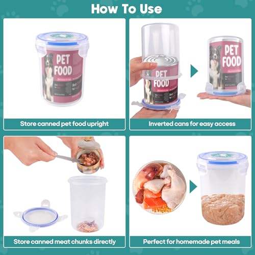 REFLYING Canned Dog Food Storage Lids Reusable Airtight Can Cover | Reusable airtight dog food can lids,Keeps wet food fresh,eliminates odor,Includes SUS 304 spoon and can opener - color: 1 Jar（L）+1 Spoon