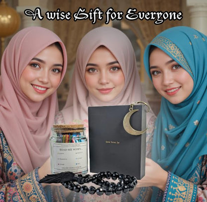 Quran Jar Gift Set – 90 Color-Coded Quran Verses + Tasbih Prayer Beads + Keychain | Islamic Gift Box for Ramadan, Eid, Healing & Daily Inspiration