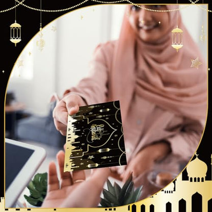 150 Pcs Eid Mubarak Money Envelopes 6.5x2.88 Inch Eid Al Adha Cash Gift Card Holders Pocket Muslim Gift Envelopes for Holiday Party Supplies Celebrations Decorations(Black Silhouette) - style: Black Silhouette