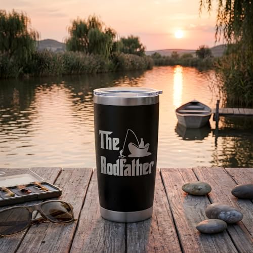 Fishing Gifts for Father - The RodFather Fish Tumbler 20oz Funny Fish Cups - Fishing Cup for Father, Dad - Fathers Day Christmas Birthday Fisherman Gifts - Bass Fisherman Trout Tumbler - color: DadFishing