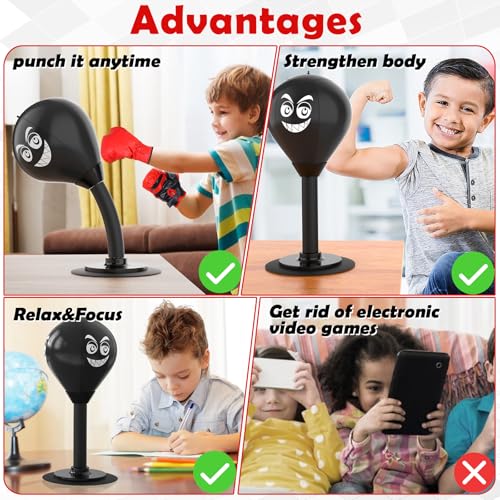 Desktop Punching Bag with Suction Cup - Punch Away Stress, Heavy Duty Office Desk Stress Ball for Adults & Kids, Fun Boxing Toy for Coworkers, Friends - color: bblack
