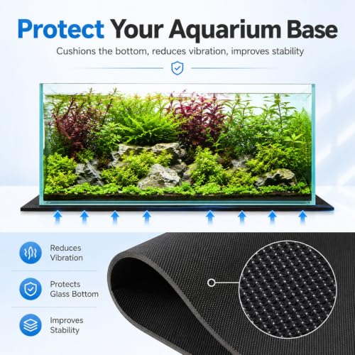 Aquarium Leveling Mat, 6 mm EVA Foam Fish Tank Pad, Textured Anti-Slip Aquarium Base Mat, Water-Resistant Cushion Pad for Glass Aquariums, Planted Tanks, Stands, Shelves (47-1/4 x 19-11/16 in) - size: 47-1/4 x 19-11/16 in