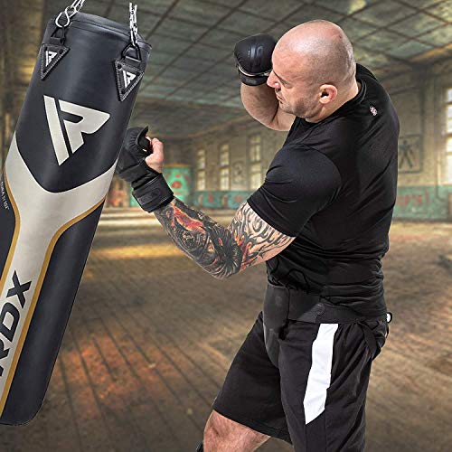RDX MMA Hybrid Sparring Gloves, Maya Hide Leather, Open Ventilated Palm, Padded Mitts Martial Arts Kickboxing Muay Thai Training Cage Fighting, Men Adult, Punching Bag and Pads Workout - size: Small