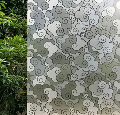 VSUDO 1 Roll 17.7" by 78.7" Privacy Window Film, Cloud Pattern Window Tint, Static Cling Window Glass Sticker for Home (9.68 Sq. Ft Total) - size: 17.7" By 78.7"