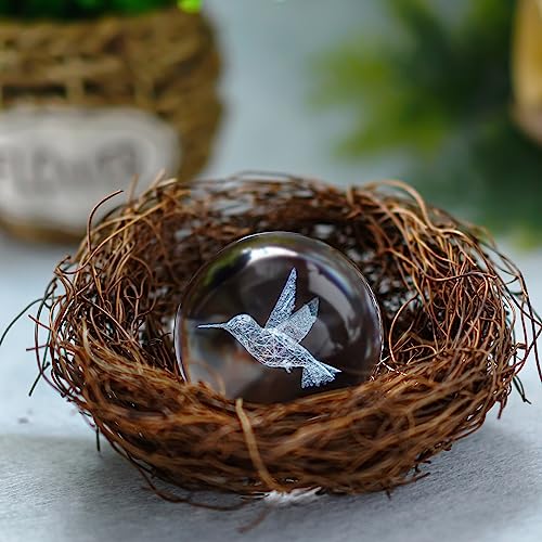 3D Hummingbird Crystal Ball with Stand Glass Paperweight Gift Decor - color: Hummingbird