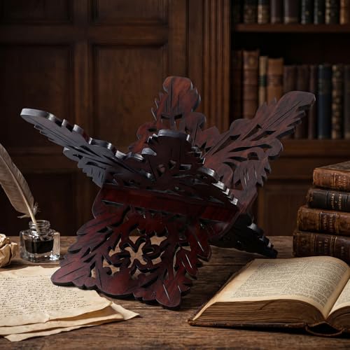 Bible Holder Stand 13.8 x 8.3 x 7.1 Inch Quran Stand Prayer Book Holder Wooden Ornate Carved Indian Books Holders Decorative Missal Stands for Ramadan Rihal Rehal Quran Bible Gita Display