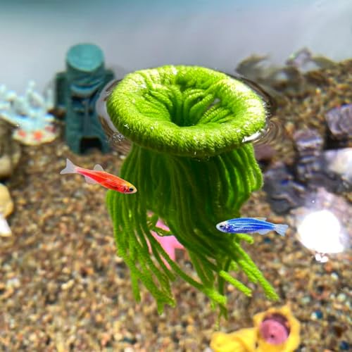 1 PCS Fish Spawning Mops, Fish Breeding Grass Mops, Floating Fish Spawn Breeding Mop for Fish Tank (Green)