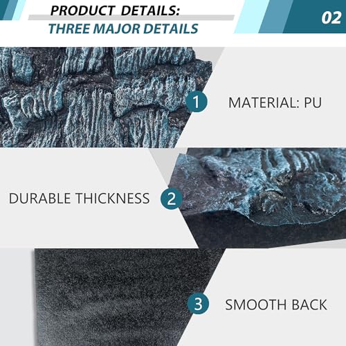 23.6x17.7in Rock Terrarium Background,3D Reptile Tank Background Board,Amphibian Stereo Backdrop Wall,Lizard Snake Gecko Spider Turtle Fish pet silo Background Decorative Panel(Blue) - color: Blue-23.6"* 11.8"（1pcs）