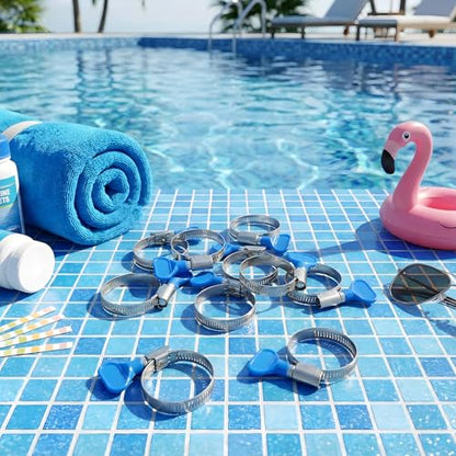 10 Pcs 1-1/2 Inch Pool Backwash Hose Clamp Adjustable Worm Gear Stainless Steel Hose Clamp Metal Pipe Tool for PVC Tubing Plumbing Dust Collection Automotive Mechanical Application