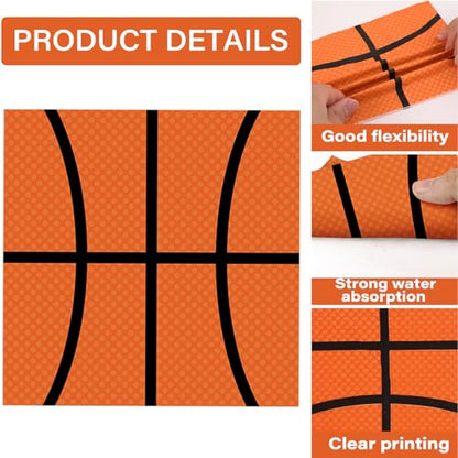 48Pcs Basketball Paper Plates and Napkins Basketball Birthday Party Decorations Sport Party Supplies Black Orange Dessert Plates Disposable Tableware Set for Teenagers Kids Boys Adults Serve 24 - style: Basketball