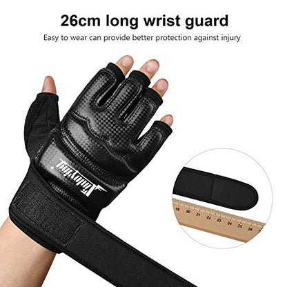 Xinluying Punch Bag Boxing Martial Arts MMA Sparring Grappling Muay Thai Taekwondo Training PU Leather Wrist Wraps Gloves - color: Black, size: X-Large