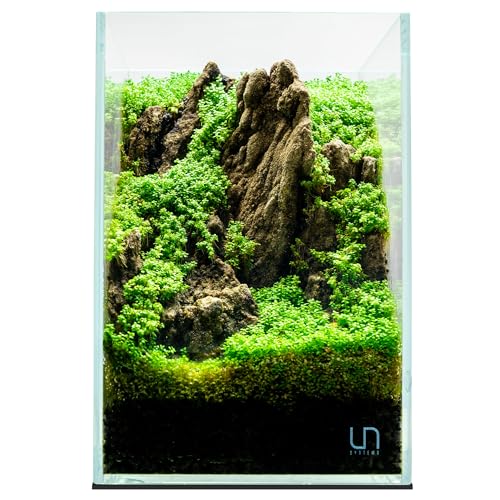 UNS Ultra Clear Rimless Tank - 5.9GAL | 22.5L - 9.84x9.84x14.17 | 25x25x36 CM, 5mm Glass Thickness, Leveling Mat Included - Low Iron, High Clarity Fish Tank w/ 45° Mitered Edge - [25T] - size: [25T] - 5.9 Gal - 9.84 x 9.84 x 14.17 in