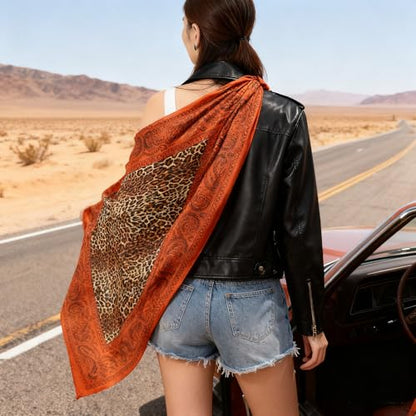 XL 43 Inch Extra Large Square Scarf Fashion Scarves Silk Feeling Hair Scarf Wrapping Scarfs Night Sleeping Headscarf - color: Ba1034