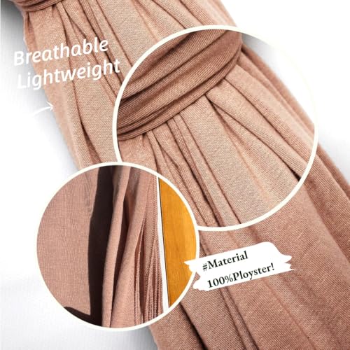 Harewom Muslim Hijab for Women Soft Stretch Headscarf Large Plain Turban Wrap Shawl Head Wrap for Everyday Wear - color: Camel Hijab Headscarf