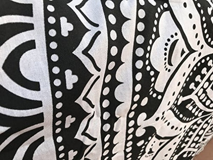 raajsee Grey Black Ombre Round Beach Tapestry Hippie/Boho Beach Blanket Roundie/Indian Cotton Throw Bohemian Round Table Cloth/Yoga Mat Meditation Picnic Rugs 69 inch Circle - color: Grey Black, size: 5 feet 10 inches (Round)
