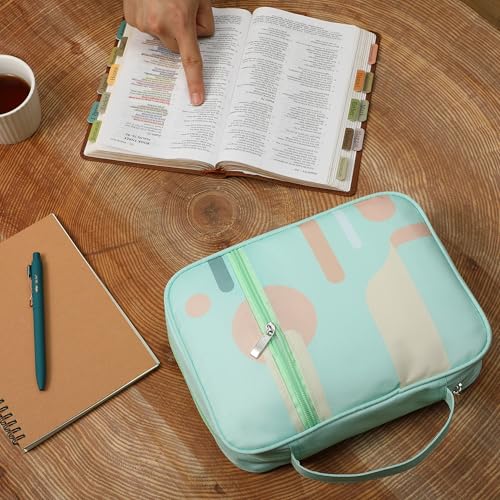 Mr. Pen- Bible Cover Case | Carrying Book Case with Durable Handle and Zippered Pocket, Bible Protective Church Bag for Men & Women, Christian Gifts - color: Green Serenity