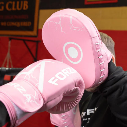 FORZA Boxing Focus Pads | Curved PU Leather Strike Mitts with Shock-Absorbing Foam – Premium Training Gear for Boxing, Kickboxing, and MMA - color: Pink