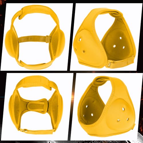 Jerify 2 Pcs Wrestling Headgear for Kids Youth Soft Grappling Headgear Wrestling Adjustable Ear Guard Protective(Yellow) - color: Yellow