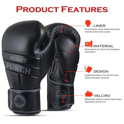 Premium Boxing Gloves, Cowhide Leather, for Professional Training and Sparring MMA Kickboxing Gloves - color: Black, size: 16 oz