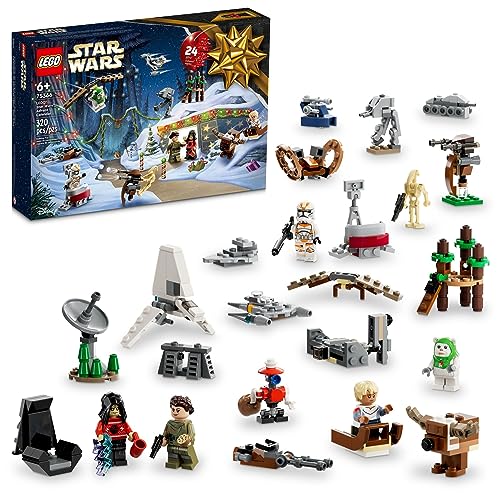 LEGO 스타워즈 2023 재림절 달력 75366 크리스마스 홀리데이 카운트다운 선물 아이디어, 9개의 스타워즈 캐릭터와 15개의 미니 빌딩 장난감, 새로운 경험과 데일리 수집용 서프라이즈를 발견하세요