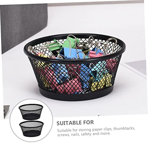 2Pcs Paper Clip Mesh Holder Lids Creative Table Organizer for Office Desk Sturdy and Stylish Paperclip Dispenser