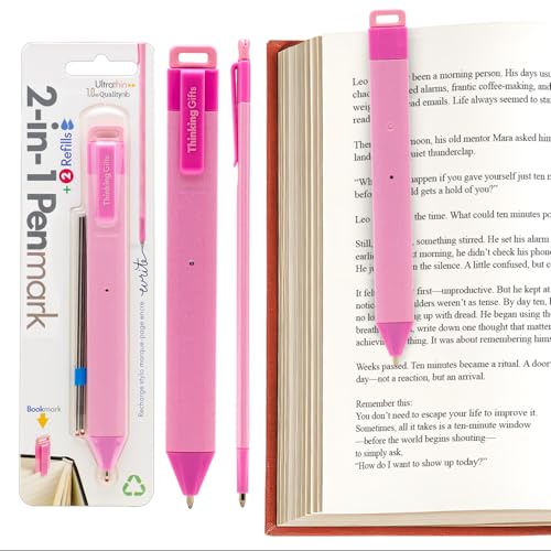 Thinking Gifts Flat Writable Pen & Page Marker Bookmark - Pink - color: Pink