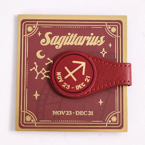 3 PCS Leather Magnetic Bookmark Clips, Zodiac PU Leather Bookmarks for Book Lovers, Full Set of Book Clip Accessories, Fire Sign - style: Fire Signs Constellation