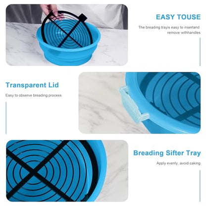 Collapsible Batter Bowl - Breading Bowl Shaker with Lid, Sky Blue - color: Sky Blue