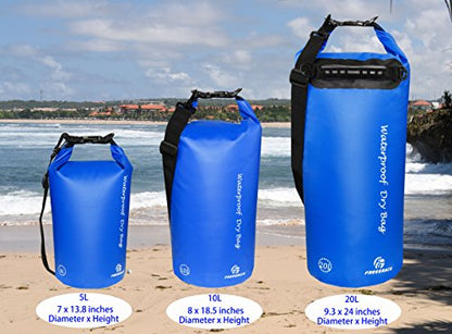 Freegrace Waterproof Dry Bag Set of 3 - Submersible Dry Sack with Double Zip Lock Seals - Includes Waist Pouch & Phone Case - Perfect for Kayaking, Swimming, Boating & Rafting (Navy Blue, 5L) - color: Navy Blue, size: 5L, style: Without Window