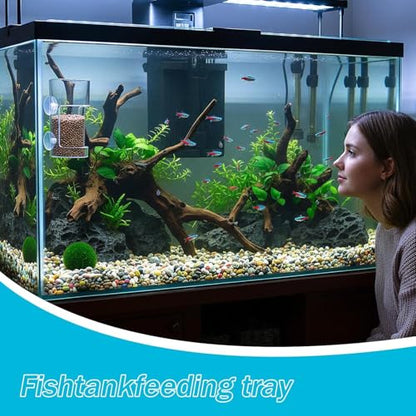 Aquarium Feeding Tray with Suction Cups, with a Cute Moon Animal PVC Gift | Cute Moon Animal Design,Fish feeder