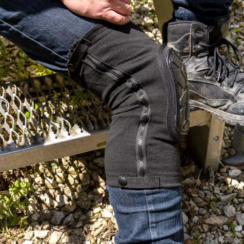 KLEIN TOOLS 60629 Tough-Flex Knee Sleeves for Work, Construction, Low-Profile Sleeve with Zipper, Gel-Like Foam, Black, M/L - size: M/L