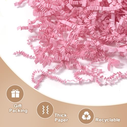 Wowxyz 1 LB Crinkle Cut Paper Shred Pink Crinkle Shredded Paper for Gift Baskets - Gift Box Bag Filler - Confetti Stuffing for Birthday, Holiday Present Packaging Wrapping - color: Pink