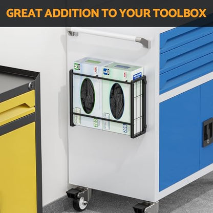 THYGIFTREE Magnetic Glove Holder for 2 Boxes, Wall Mount Metal Rubber Latex Disposable Gloves Tissue Dispenser for Toolbox Garage Workshop Kitchen Fridge - size: 2-Box Horizontal