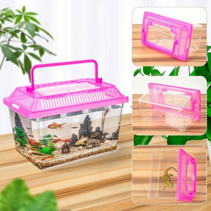 12Pcs Plastic Reptile Terrariums Carrier Cage, Tarantula Enclosure Breeding Box Hatching Container Transparent Fish Tank Turtle Aquarium with Random Color Lid for Lizards, XL(10.6" x 6.7" x 5.9") - size: XL