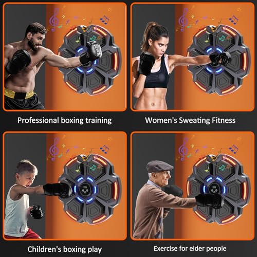Music Boxing Punching Machine for Adults - 9 Modes & 9 Speeds, Bluetooth Music Punching Machine with Gloves, Electronic LED Boxing Training Equipment Wall Mounted,Home Indoor Workout Trainer Equipment