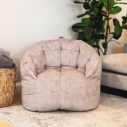 Big Joe Milano w/ Vibe Vibrating Massage Bean Bag Chair, Lunar Gray Hyde, Faux Suede Polyester Blend, 2.5 feet - color: Lunar Gray, size: Milano with Vibe